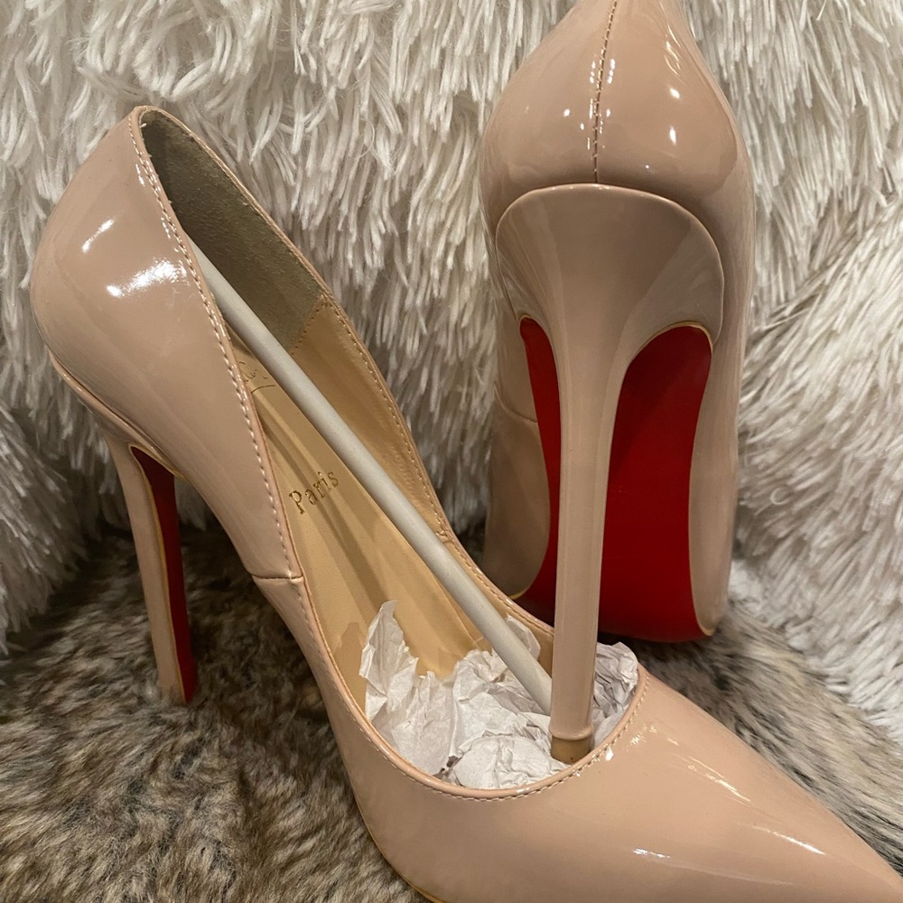 Elegant Nude Patent Leather Stilettos